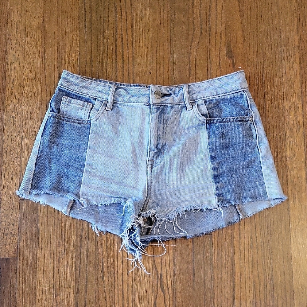 PacSun Blue Jean Shorts High-Waisted Two-Tone Design